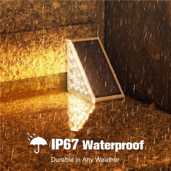 Solar Stair Lights 6 Pack, Solar Step Lights Outdoor Waterproof IP67,LED Outdoor - Picture 4 of 7